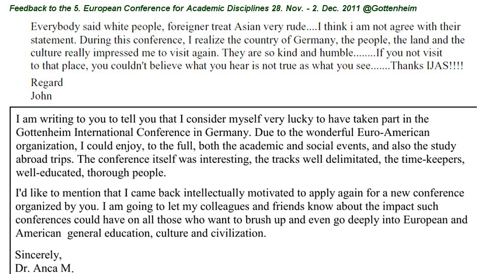 Feedback to ECAD Gottenheim November 2011