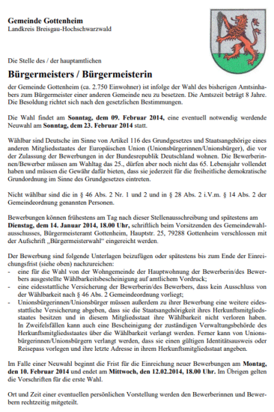 Stellenausschreibung Stellenausschreibung